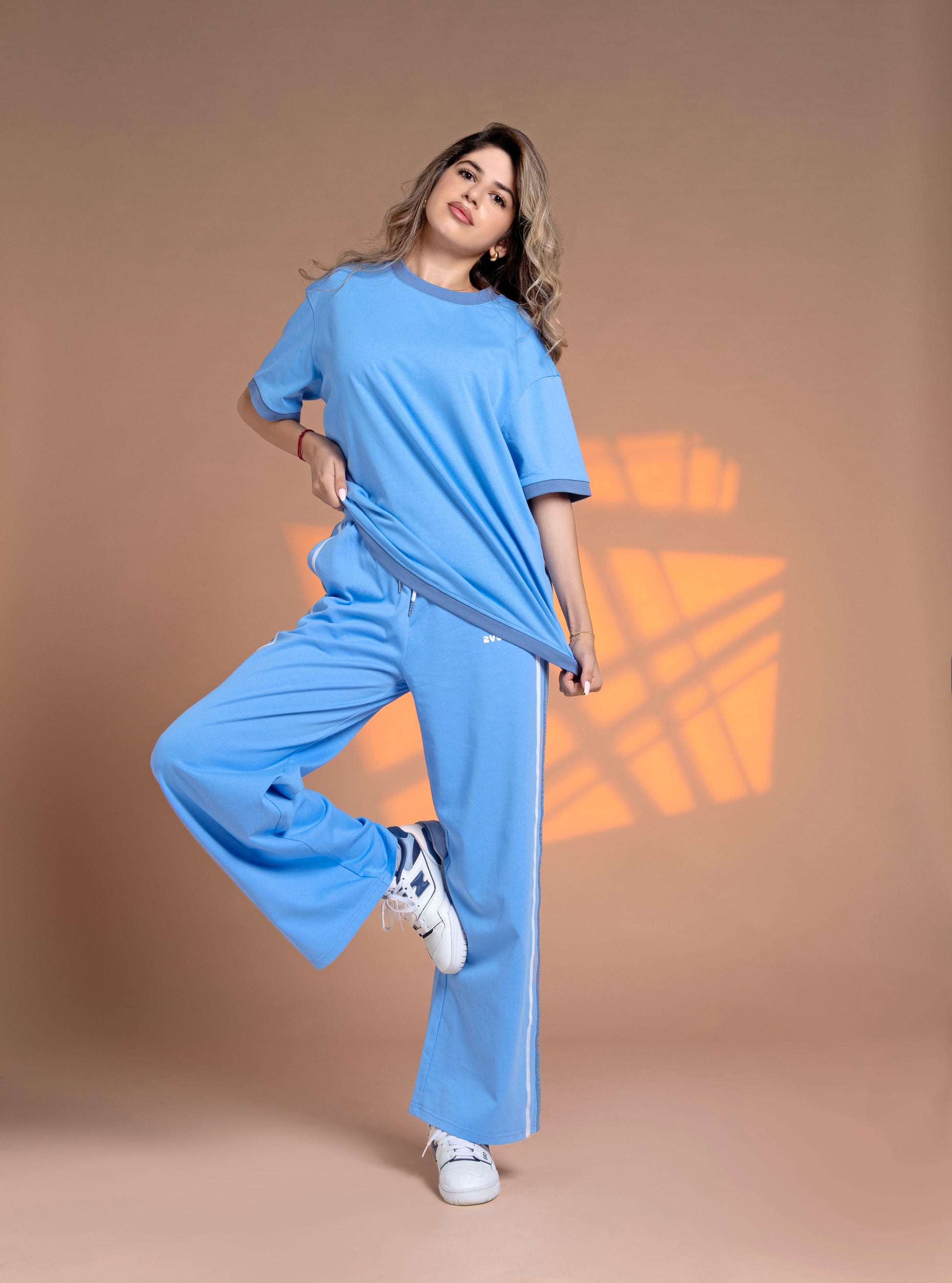 Women's Blue Two-Piece Set – T-Shirt & Pants