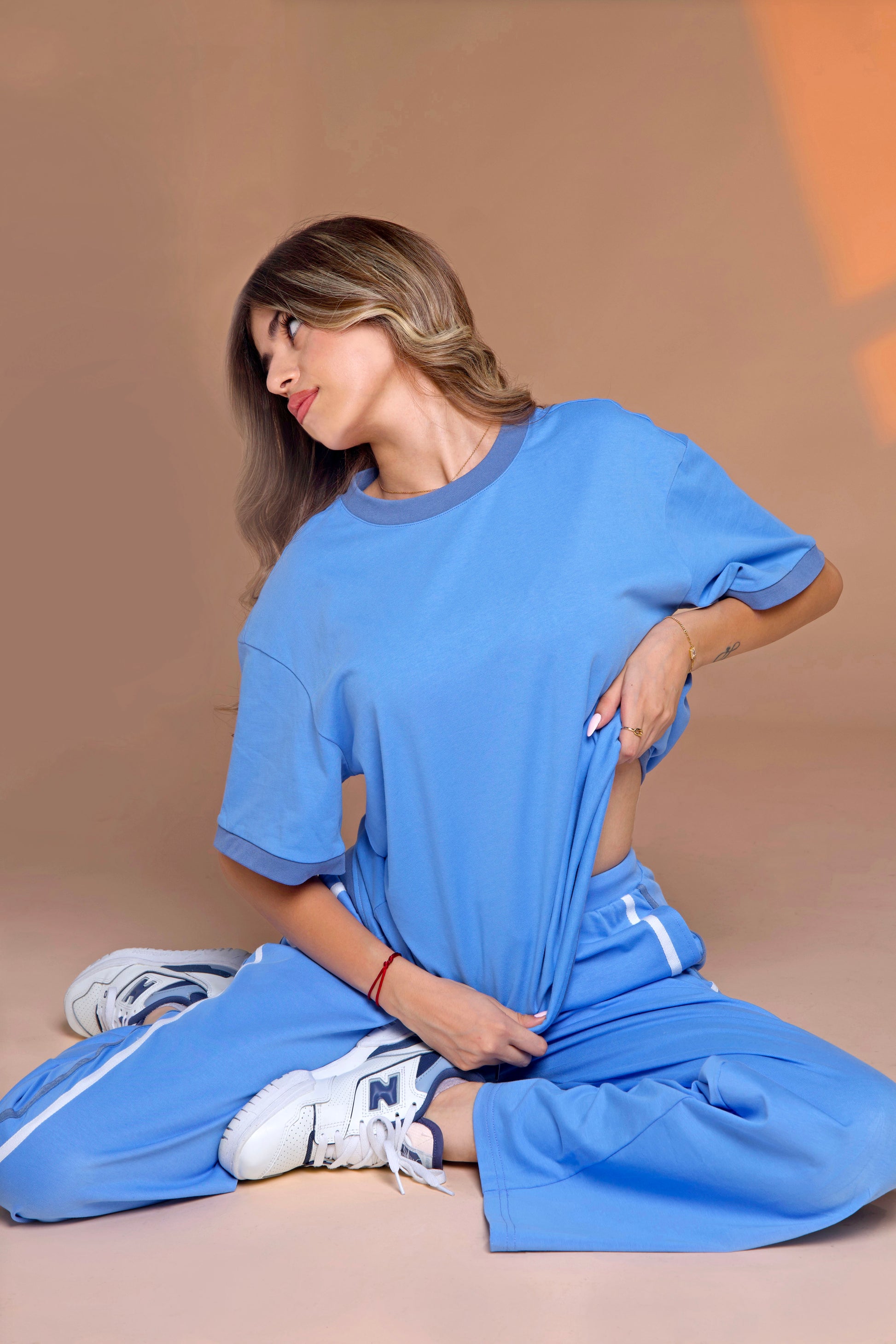 Women's Blue Two-Piece Set – T-Shirt & Pants